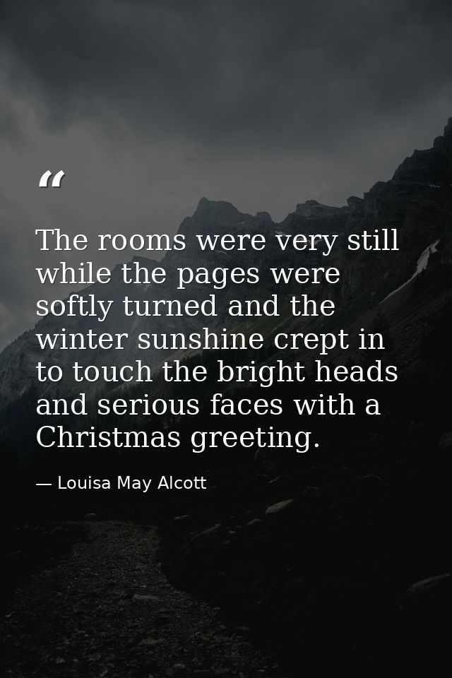 The rooms were very still while the pages were softly turned and the winter sunshine crept in to touch the bright heads  — Louisa May Alcott