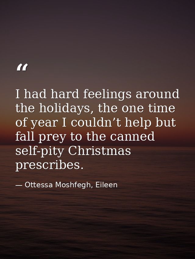 I had hard feelings around the holidays, the one time of year I couldn’t help but fall prey to the canned self-pity Chri — Ottessa Moshfegh, Eileen