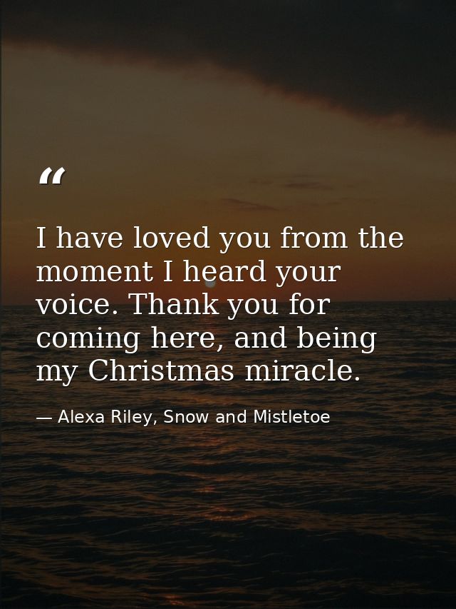 I have loved you from the moment I heard your voice. Thank you for coming here, and being my Christmas miracle. — Alexa Riley, Snow and Mistletoe