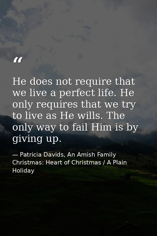 He does not require that we live a perfect life. He only requires that we try to live as He wills. The only way to fail  — Patricia Davids, An Amish Family Christmas: Heart of Christmas / A Plain Holiday