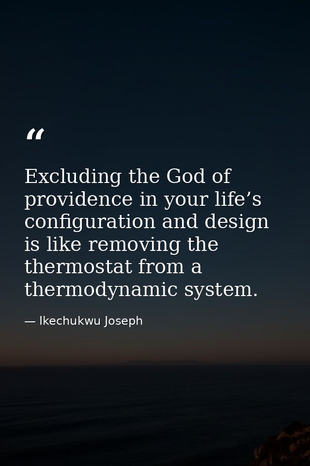 Excluding the God of providence in your life’s configuration and design is like removing the thermostat from a thermodyn — Ikechukwu Joseph