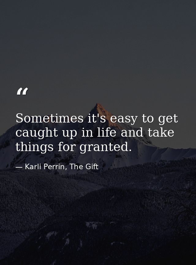 Sometimes it's easy to get caught up in life and take things for granted. — Karli Perrin, The Gift