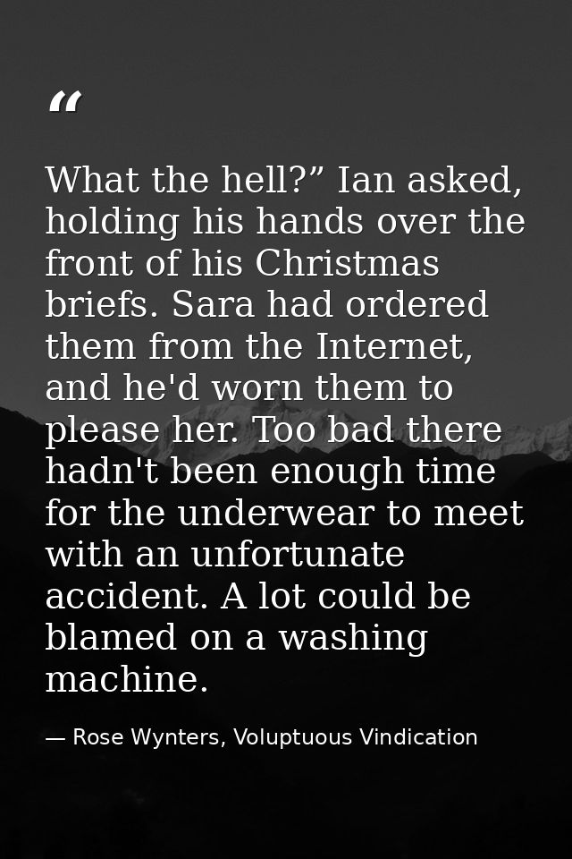 What the hell?” Ian asked, holding his hands over the front of his Christmas briefs. Sara had ordered them from the Inte — Rose Wynters, Voluptuous Vindication