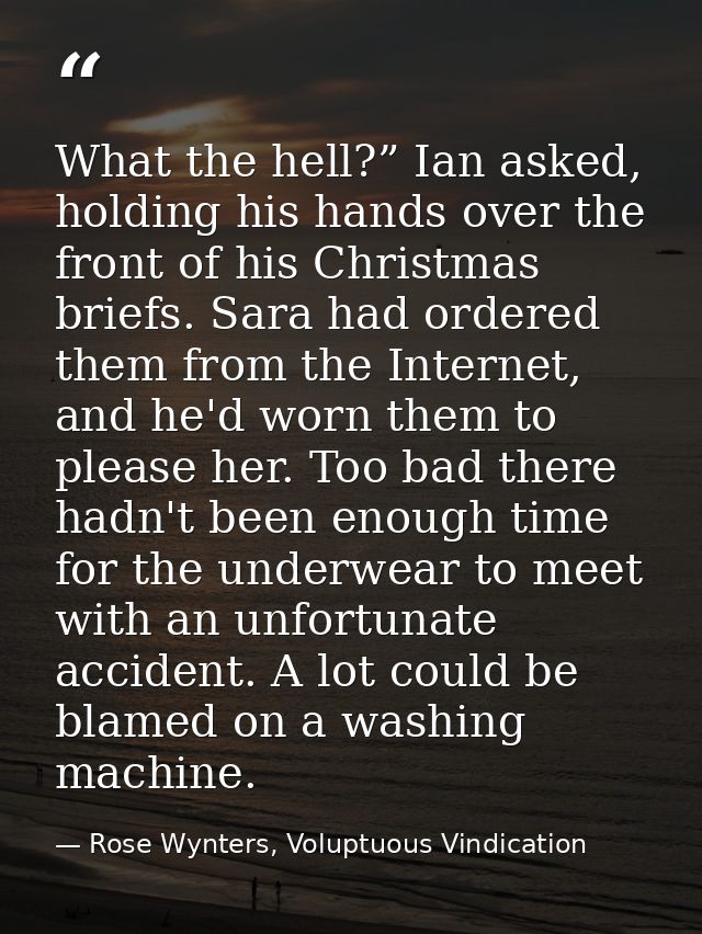 What the hell?” Ian asked, holding his hands over the front of his Christmas briefs. Sara had ordered them from the Inte — Rose Wynters, Voluptuous Vindication