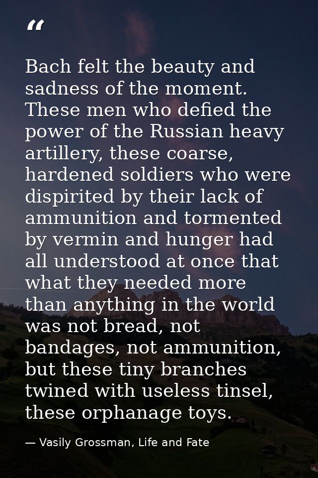 Bach felt the beauty and sadness of the moment. These men who defied the power of the Russian heavy artillery, these coa — Vasily Grossman, Life and Fate