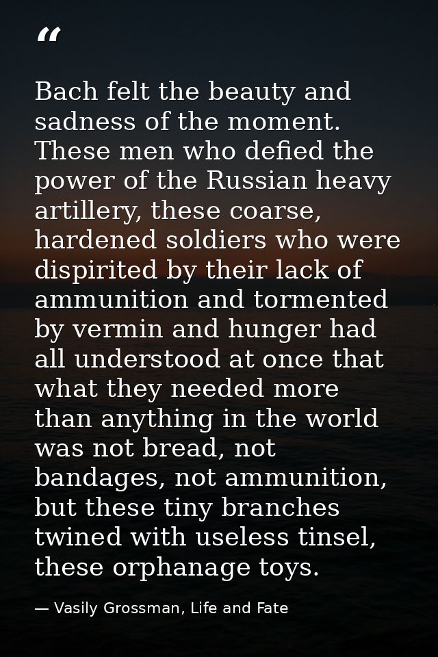Bach felt the beauty and sadness of the moment. These men who defied the power of the Russian heavy artillery, these coa — Vasily Grossman, Life and Fate