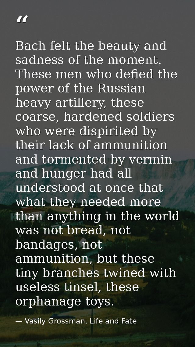 Bach felt the beauty and sadness of the moment. These men who defied the power of the Russian heavy artillery, these coa — Vasily Grossman, Life and Fate