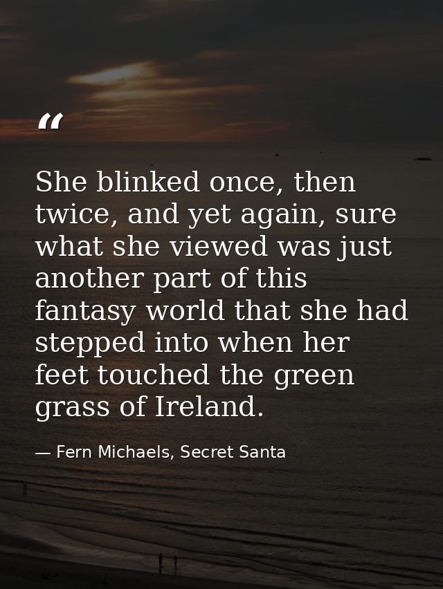 She blinked once, then twice, and yet again, sure what she viewed was just another part of this fantasy world that she h — Fern Michaels, Secret Santa