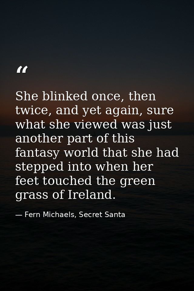 She blinked once, then twice, and yet again, sure what she viewed was just another part of this fantasy world that she h — Fern Michaels, Secret Santa