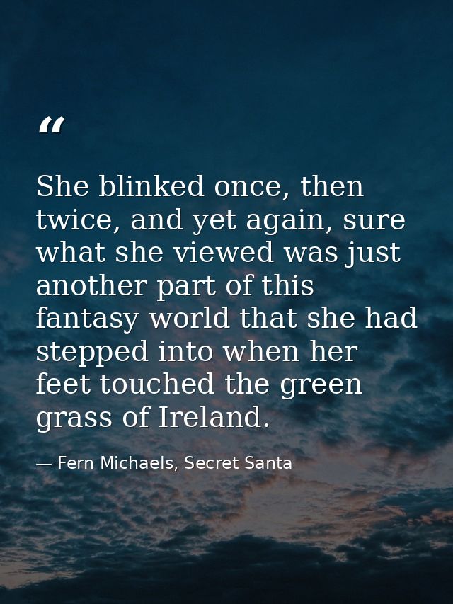 She blinked once, then twice, and yet again, sure what she viewed was just another part of this fantasy world that she h — Fern Michaels, Secret Santa