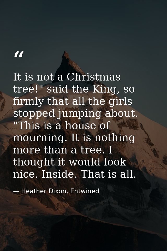 It is not a Christmas tree!" said the King, so firmly that all the girls stopped jumping about. "This is a house of mour — Heather Dixon, Entwined