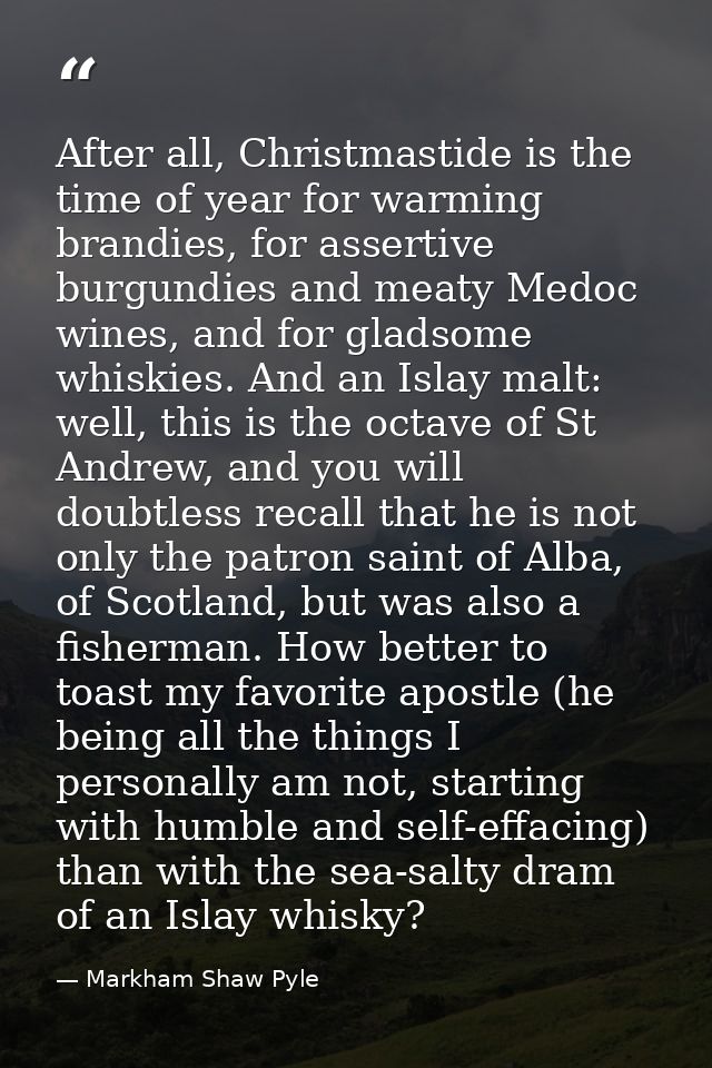 After all, Christmastide is the time of year for warming brandies, for assertive burgundies and meaty Medoc wines, and f — Markham Shaw Pyle