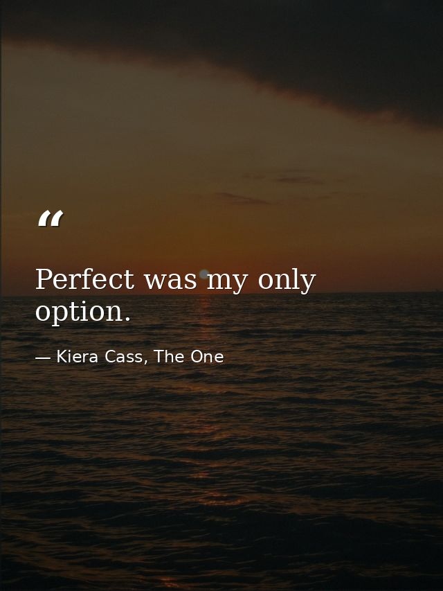Perfect was my only option. — Kiera Cass, The One