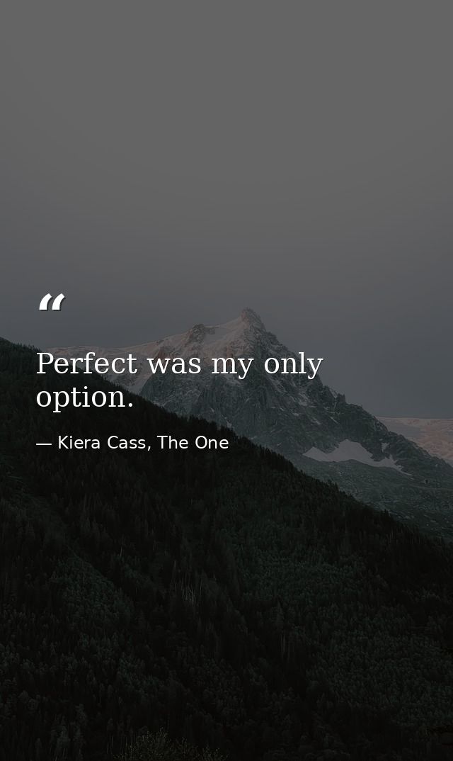 Perfect was my only option. — Kiera Cass, The One