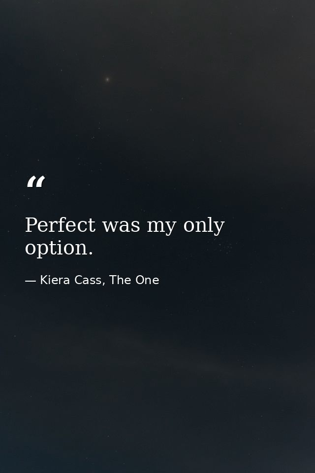 Perfect was my only option. — Kiera Cass, The One