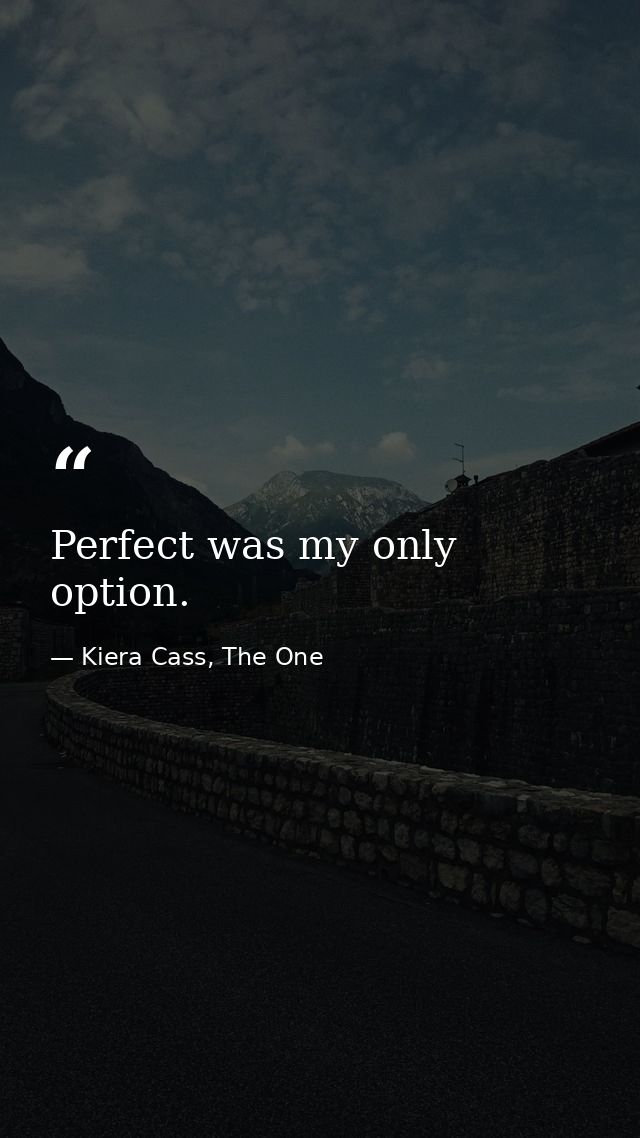 Perfect was my only option. — Kiera Cass, The One