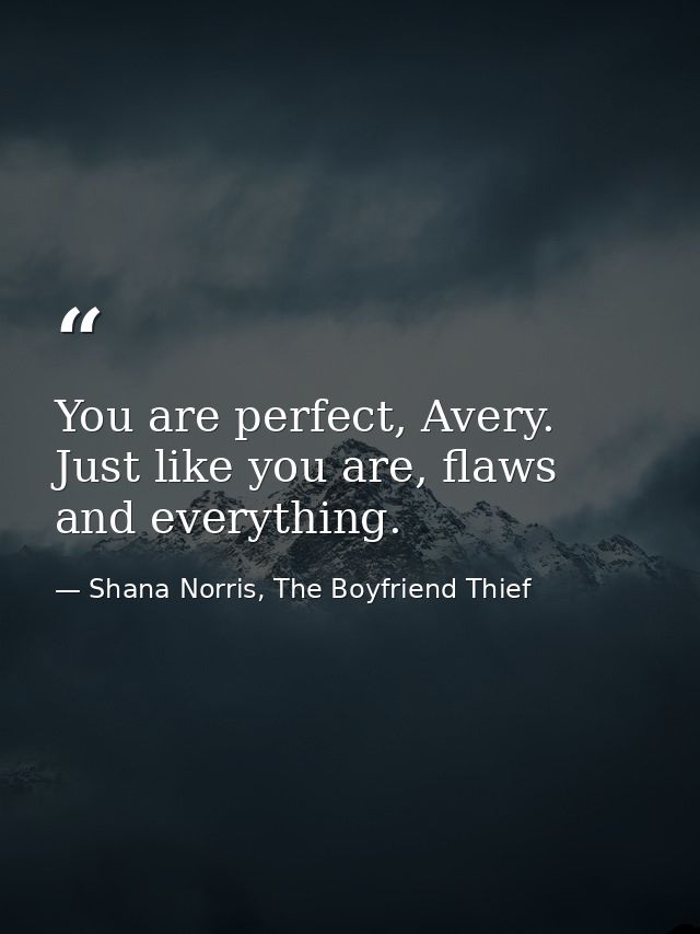 You are perfect, Avery. Just like you are, flaws and everything. — Shana Norris, The Boyfriend Thief