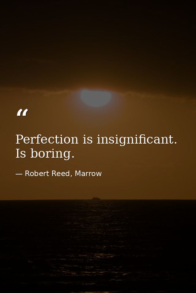 Perfection is insignificant. Is boring. — Robert Reed, Marrow
