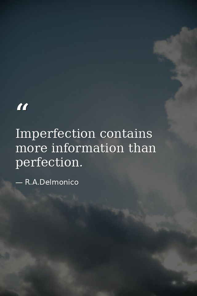 Imperfection contains more information than perfection. — R.A.Delmonico