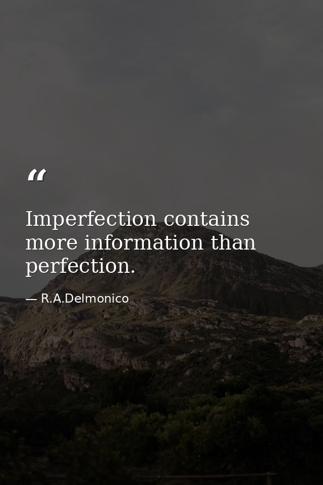Imperfection contains more information than perfection. — R.A.Delmonico