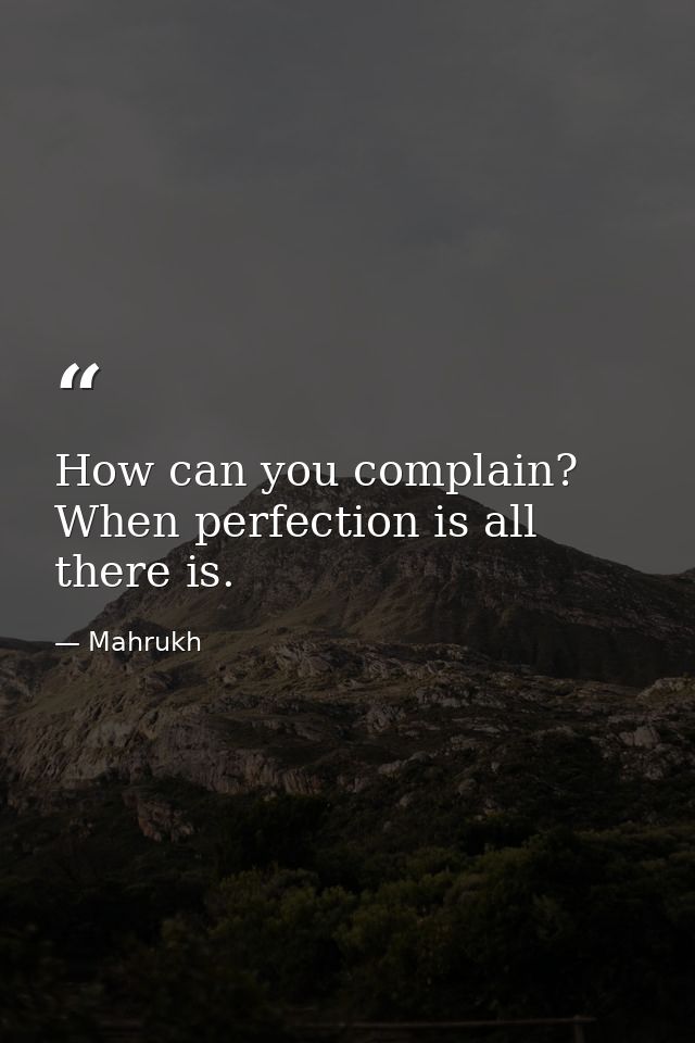 How can you complain? When perfection is all there is. — Mahrukh