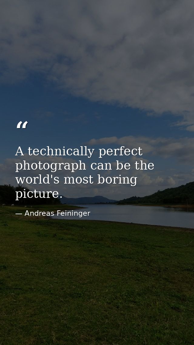 A technically perfect photograph can be the world's most boring picture. — Andreas Feininger