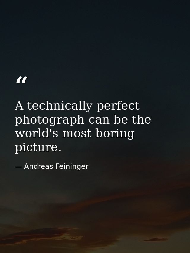 A technically perfect photograph can be the world's most boring picture. — Andreas Feininger