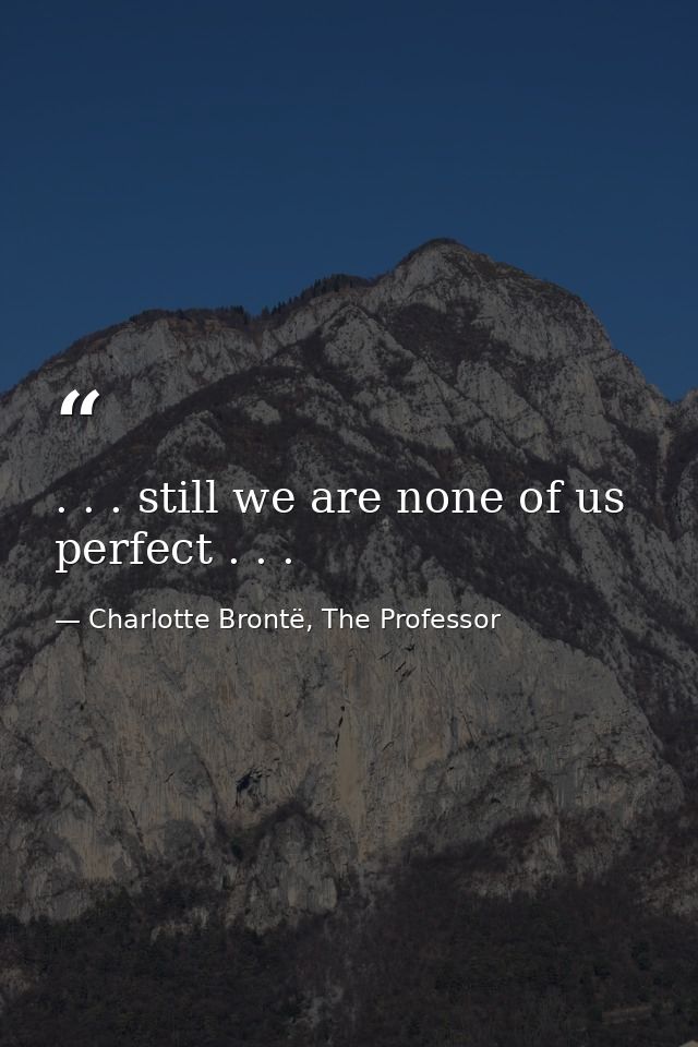 . . . still we are none of us perfect . . . — Charlotte Brontë, The Professor