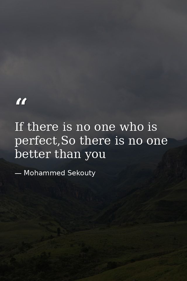 If there is no one who is perfect,So there is no one better than you — Mohammed Sekouty