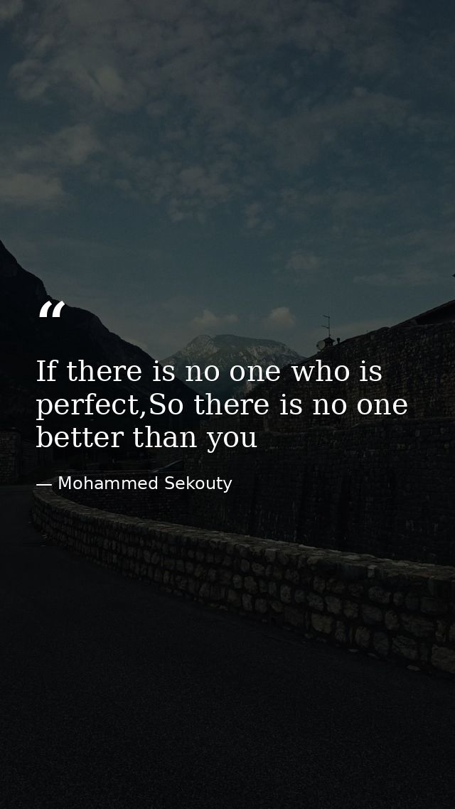 If there is no one who is perfect,So there is no one better than you — Mohammed Sekouty