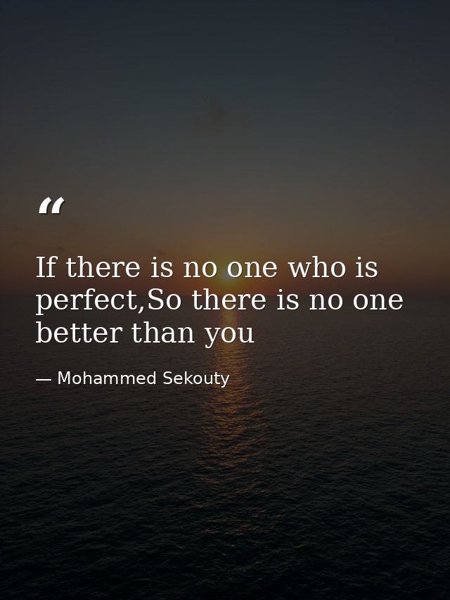 If there is no one who is perfect,So there is no one better than you — Mohammed Sekouty