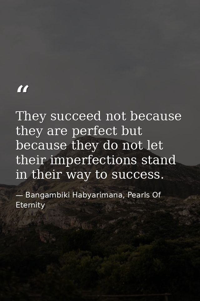 They succeed not because they are perfect but because they do not let their imperfections stand in their way to success. — Bangambiki Habyarimana, Pearls Of Eternity