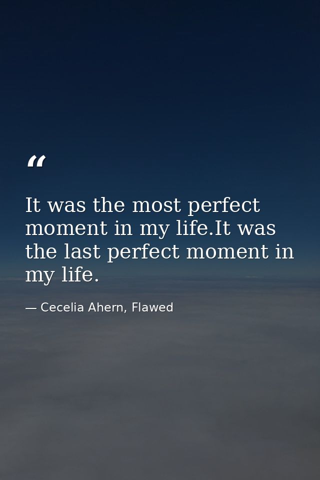 It was the most perfect moment in my life.It was the last perfect moment in my life. — Cecelia Ahern, Flawed