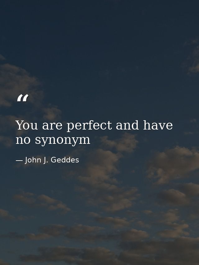 You are perfect and have no synonym — John J. Geddes