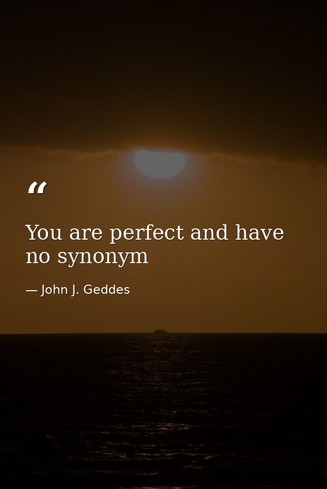 You are perfect and have no synonym — John J. Geddes