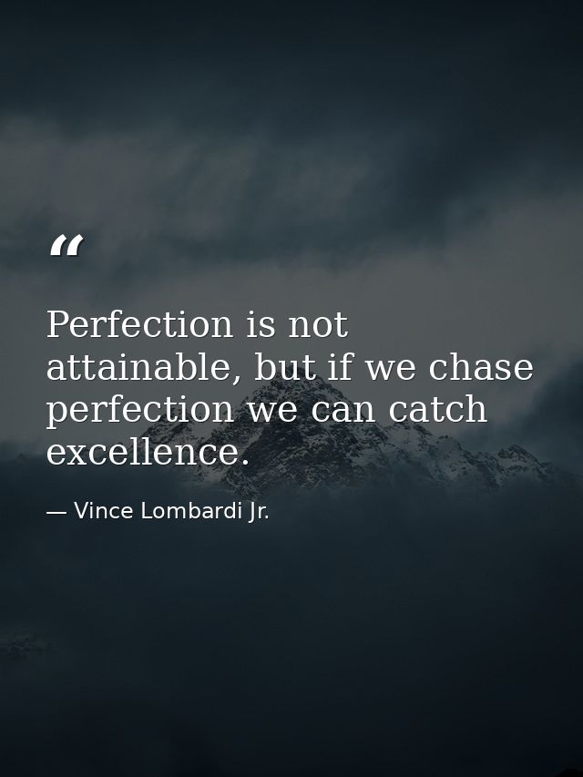 Perfection is not attainable, but if we chase perfection we can catch excellence. — Vince Lombardi Jr.