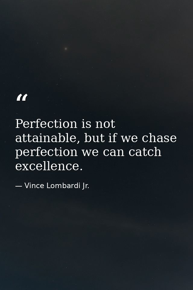 Perfection is not attainable, but if we chase perfection we can catch excellence. — Vince Lombardi Jr.