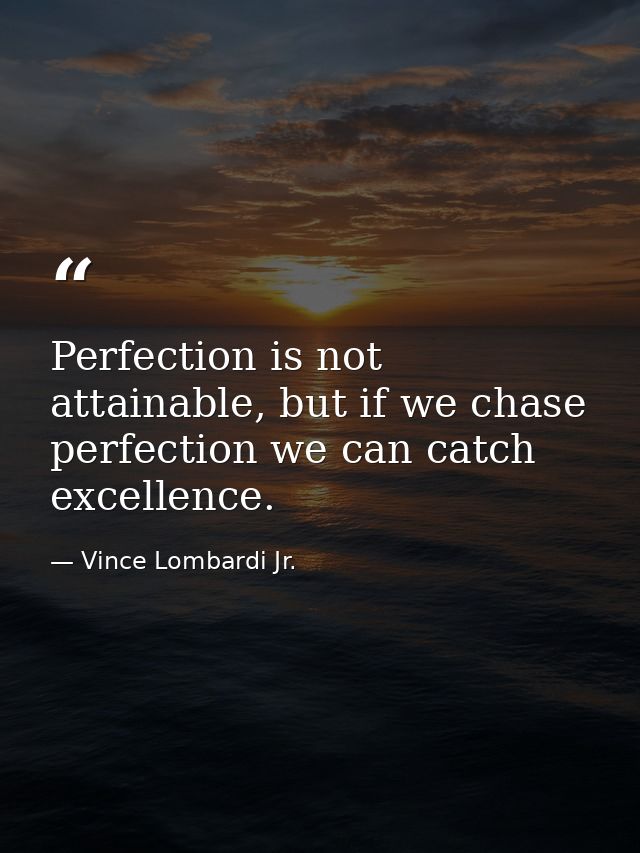 Perfection is not attainable, but if we chase perfection we can catch excellence. — Vince Lombardi Jr.