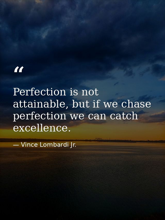 Perfection is not attainable, but if we chase perfection we can catch excellence. — Vince Lombardi Jr.