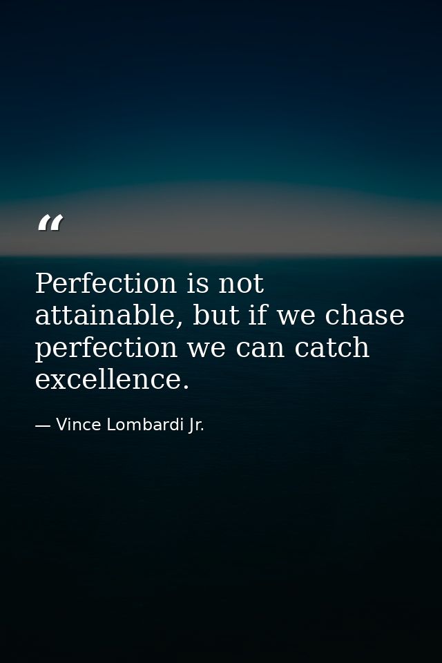 Perfection is not attainable, but if we chase perfection we can catch excellence. — Vince Lombardi Jr.