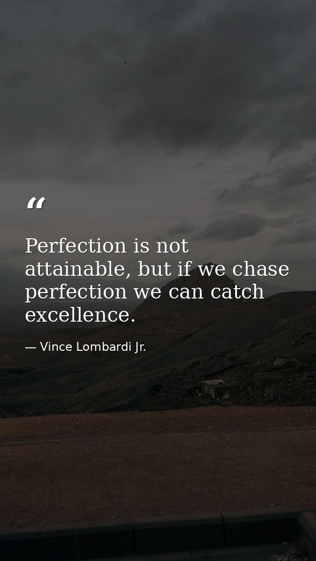 Perfection is not attainable, but if we chase perfection we can catch excellence. — Vince Lombardi Jr.