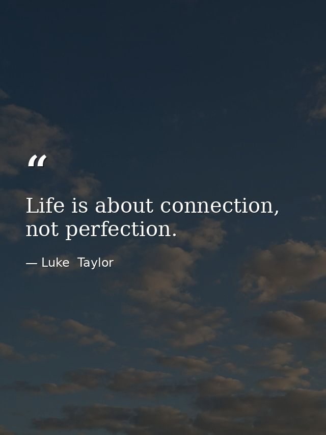 Life is about connection, not perfection. — Luke  Taylor
