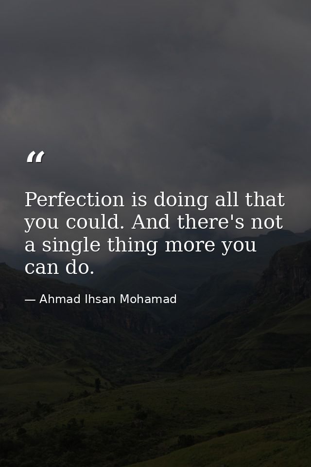 Perfection is doing all that you could. And there's not a single thing more you can do. — Ahmad Ihsan Mohamad
