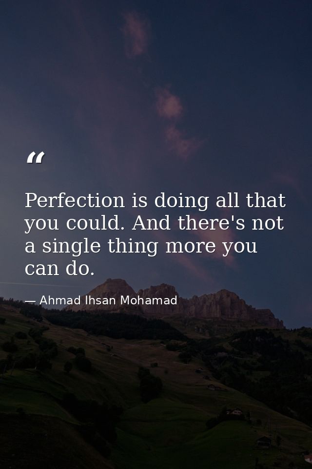 Perfection is doing all that you could. And there's not a single thing more you can do. — Ahmad Ihsan Mohamad
