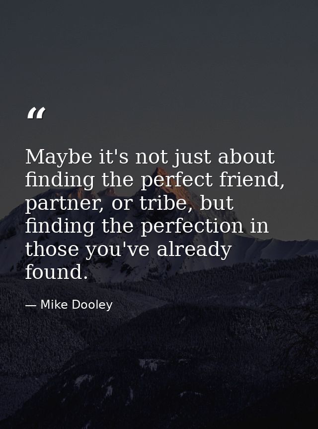Maybe it's not just about finding the perfect friend, partner, or tribe, but finding the perfection in those you've alre — Mike Dooley