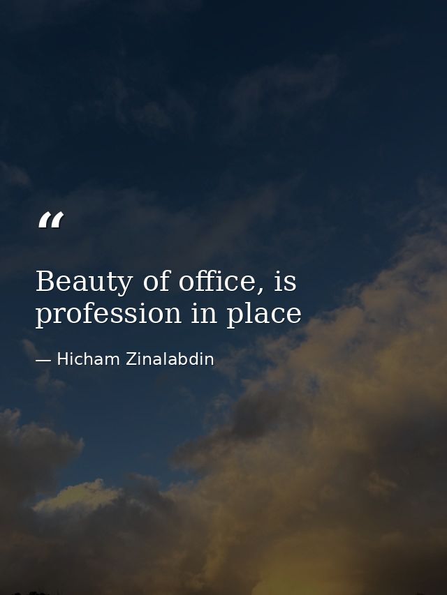 Beauty of office, is profession in place — Hicham Zinalabdin