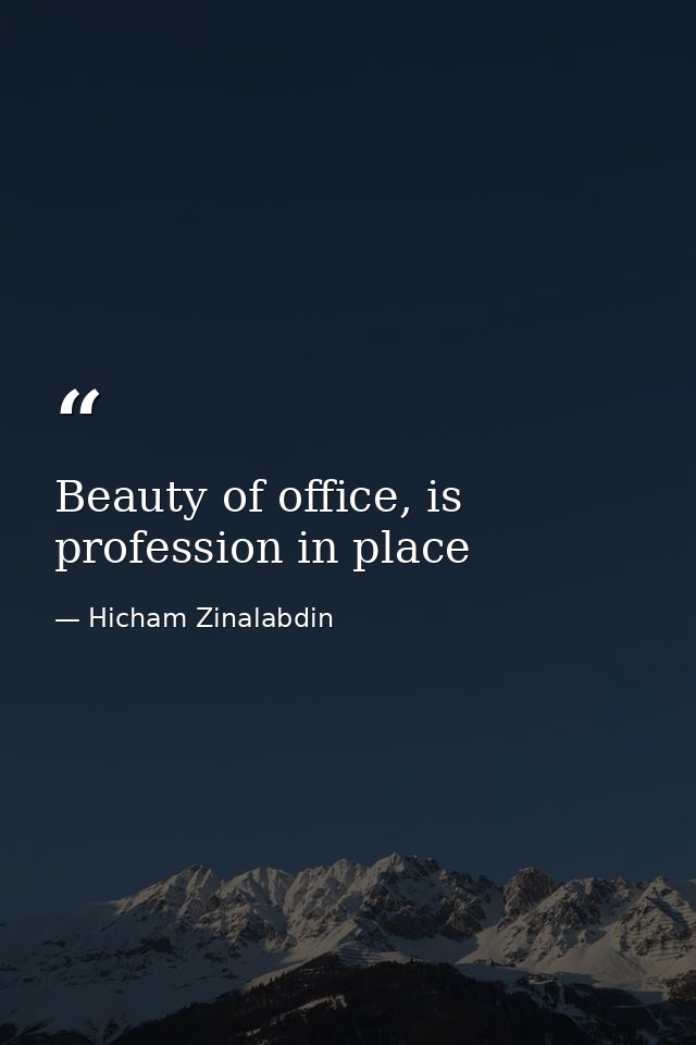 Beauty of office, is profession in place — Hicham Zinalabdin