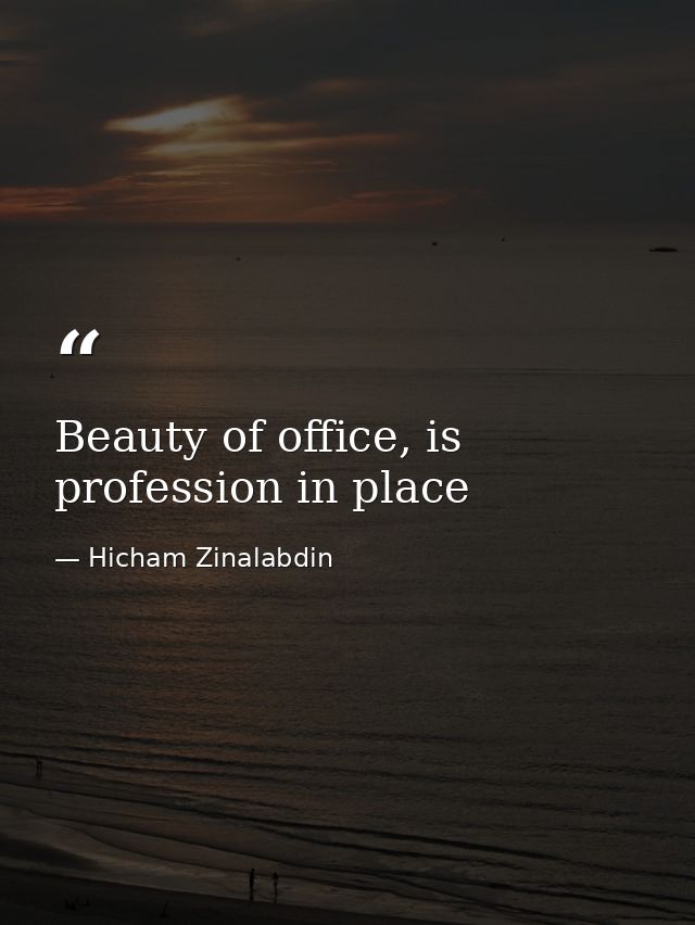 Beauty of office, is profession in place — Hicham Zinalabdin