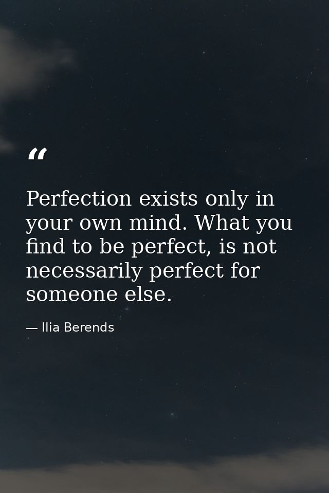 Perfection exists only in your own mind. What you find to be perfect, is not necessarily perfect for someone else. — Ilia Berends