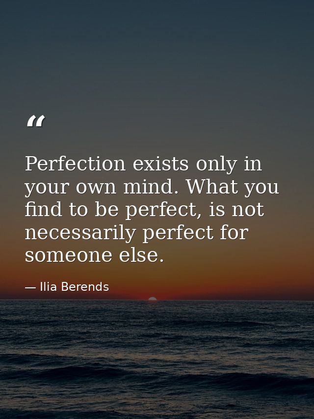 Perfection exists only in your own mind. What you find to be perfect, is not necessarily perfect for someone else. — Ilia Berends